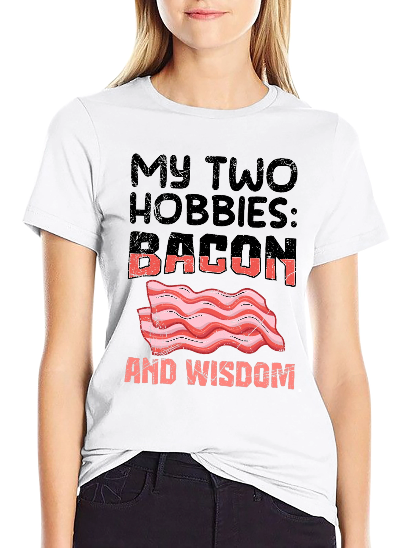 Bacon and Wisdom Graphic T-Shirt Funny Hobby Tee