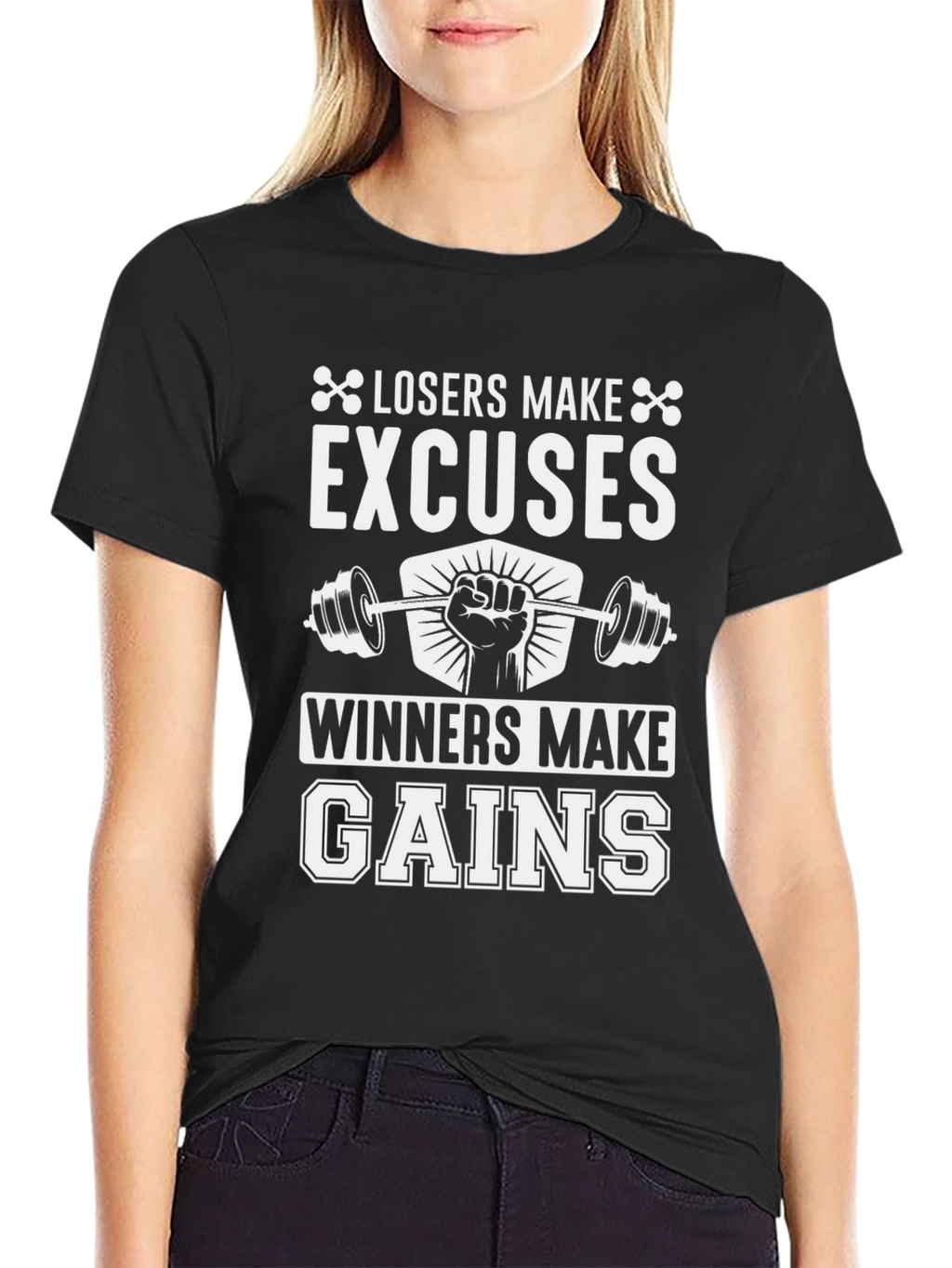 Losers Make Excuses Winners Make Gains Black T-Shirt