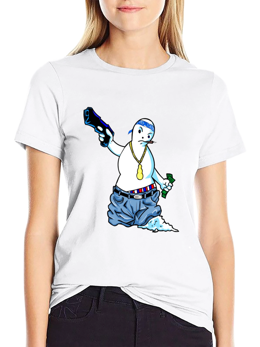 Gangster Ghost Graphic Tee - Cool Cartoon T-Shirt