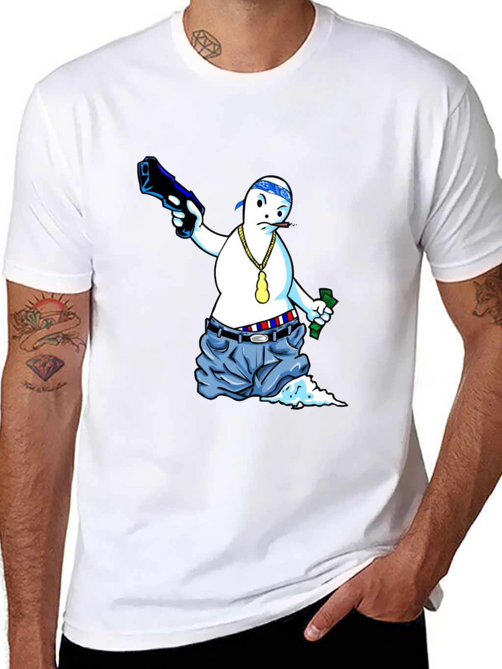 Gangster Ghost Graphic Tee - Cool Cartoon T-Shirt