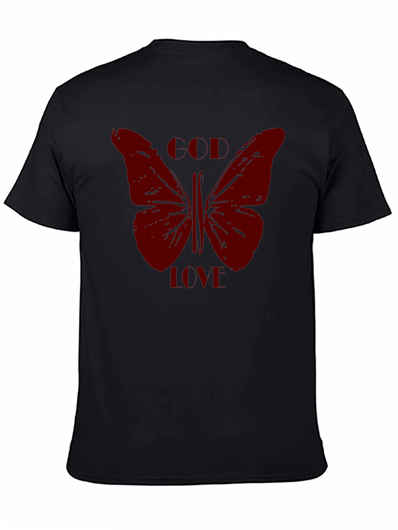 Butterfly Graphic Print Mens Black T-Shirt