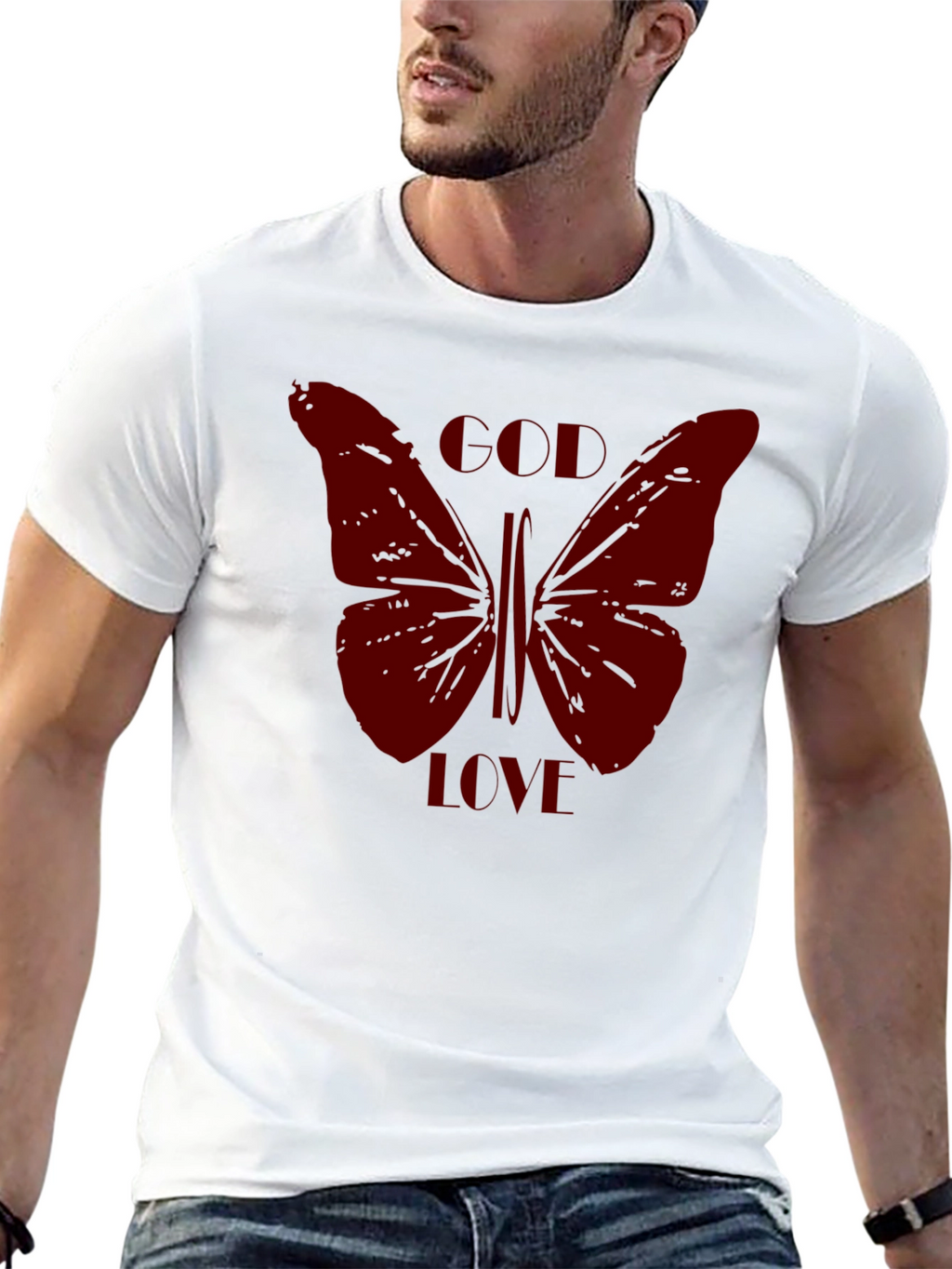 Butterfly Graphic Print Mens Black T-Shirt