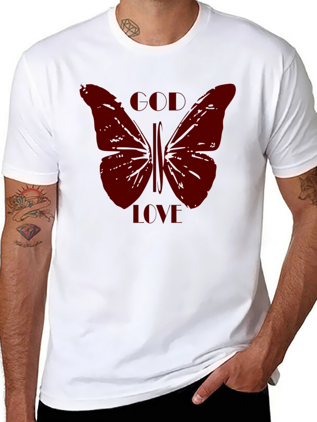 Butterfly Graphic Print Mens Black T-Shirt
