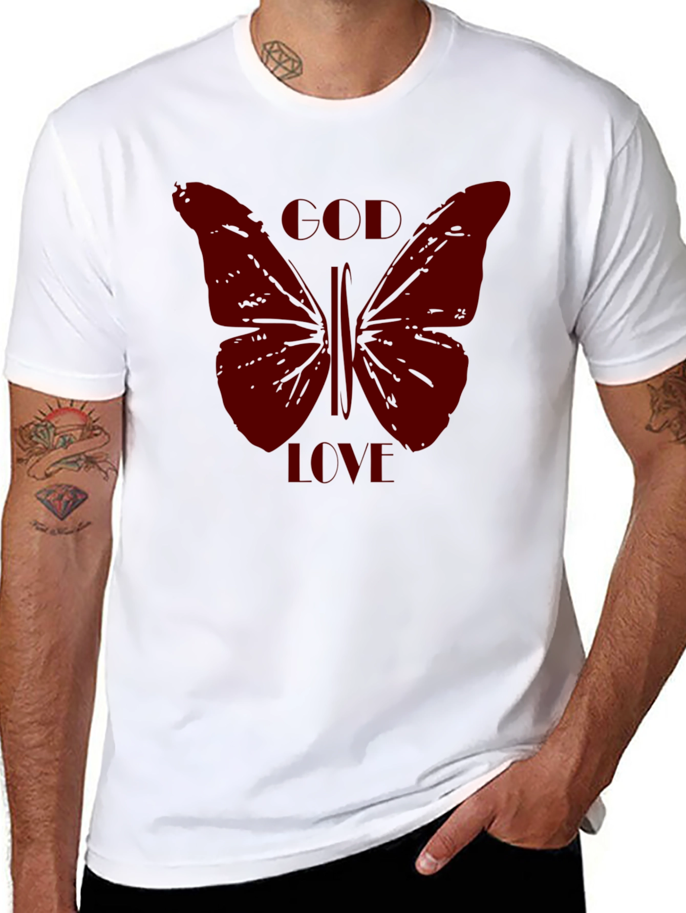 Butterfly Graphic Print Mens Black T-Shirt