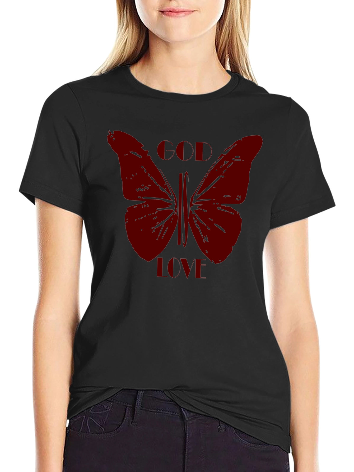 Butterfly Graphic Print Mens Black T-Shirt