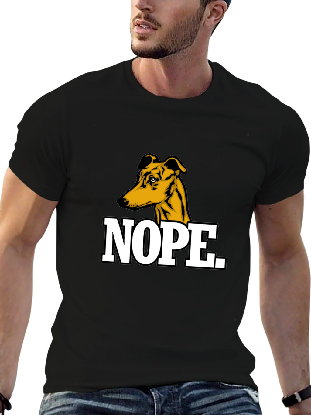 Nope Dog Graphic T-Shirt - Mens Black Tee