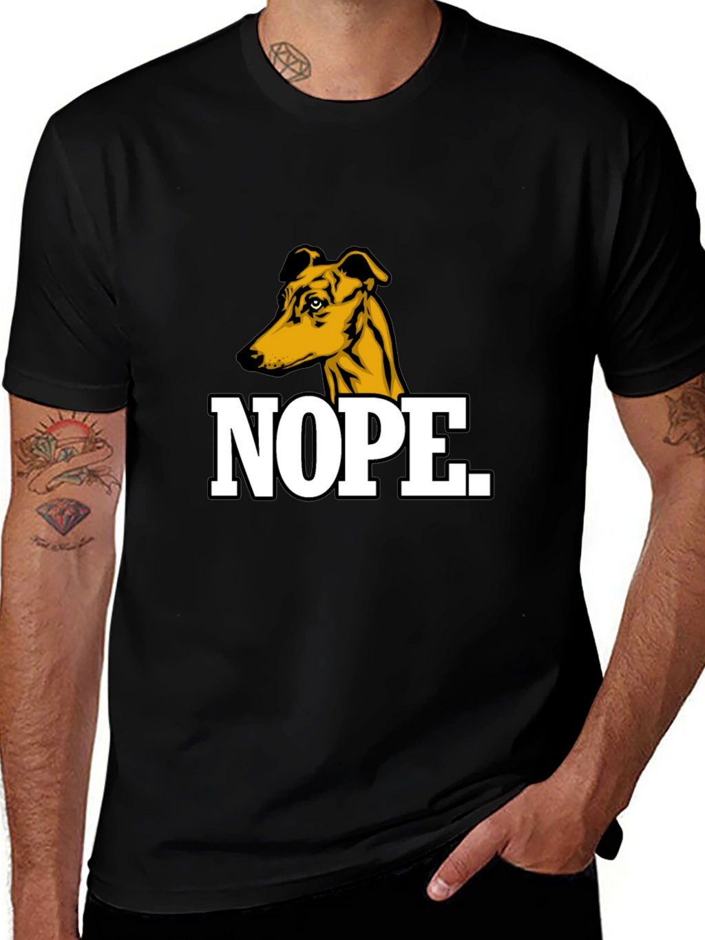 Nope Dog Graphic T-Shirt - Mens Black Tee