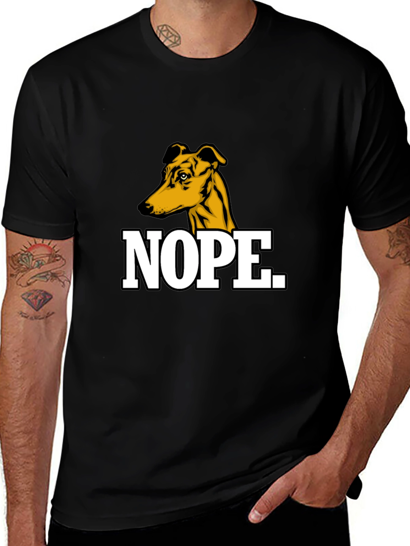 Nope Dog Graphic T-Shirt - Mens Black Tee
