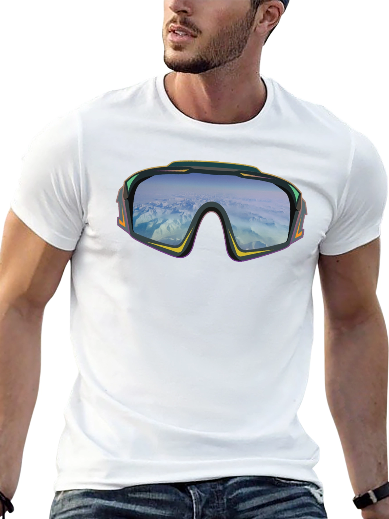 Retro Ski Goggles Graphic T-Shirt - Black