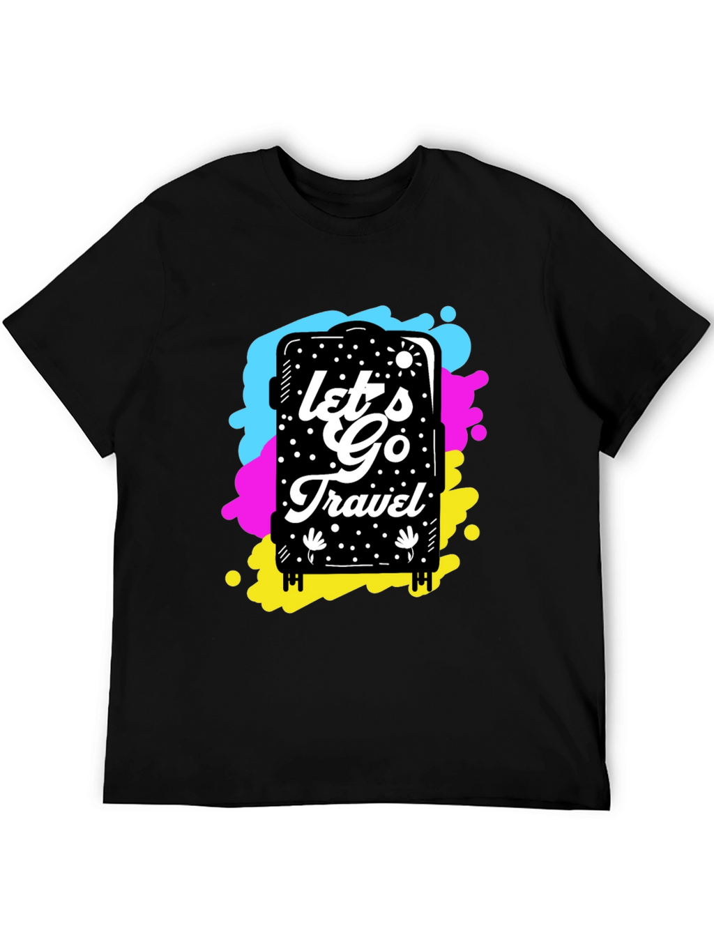 Lets Go Travel Graphic Tee - Black Cotton Shirt