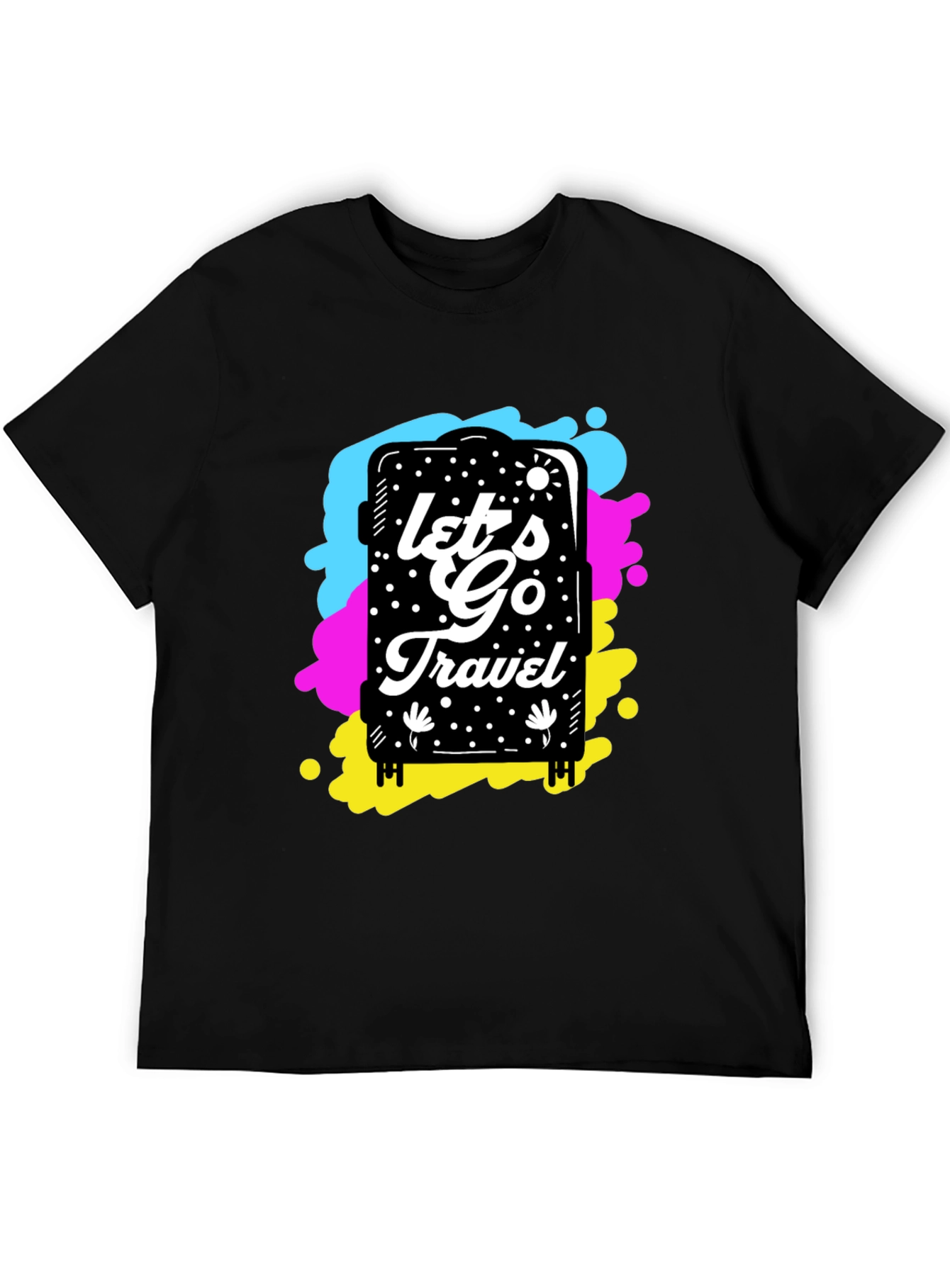 Lets Go Travel Graphic Tee - Black Cotton Shirt