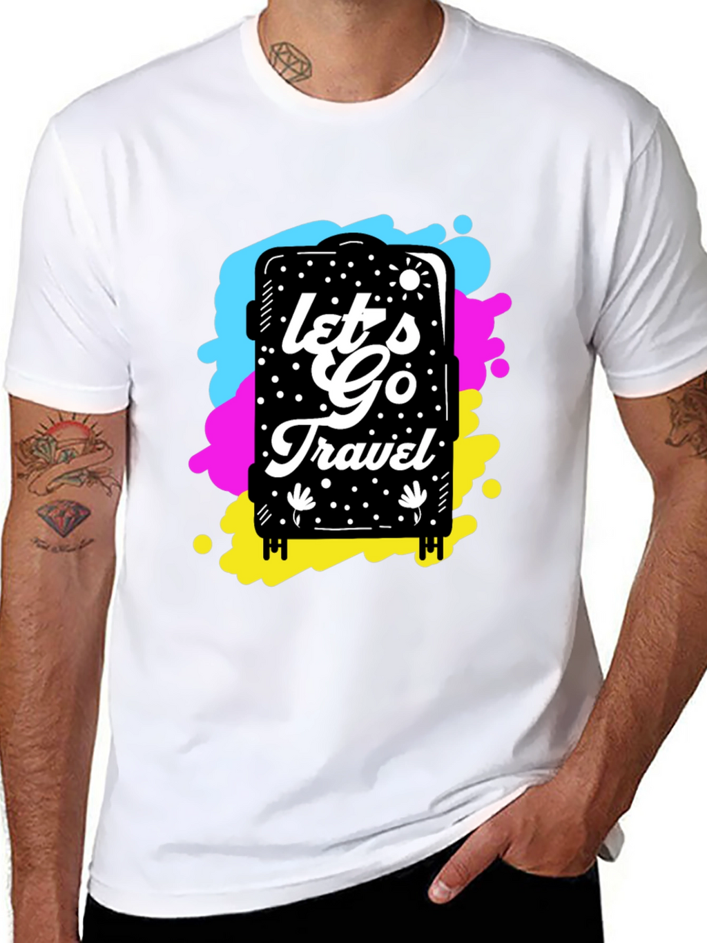 Lets Go Travel Graphic Tee - Black Cotton Shirt