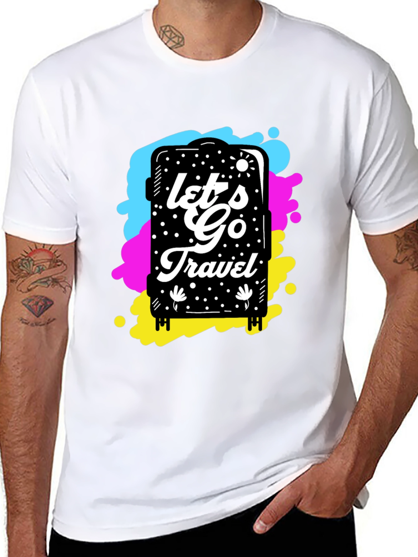 Lets Go Travel Graphic Tee - Black Cotton Shirt