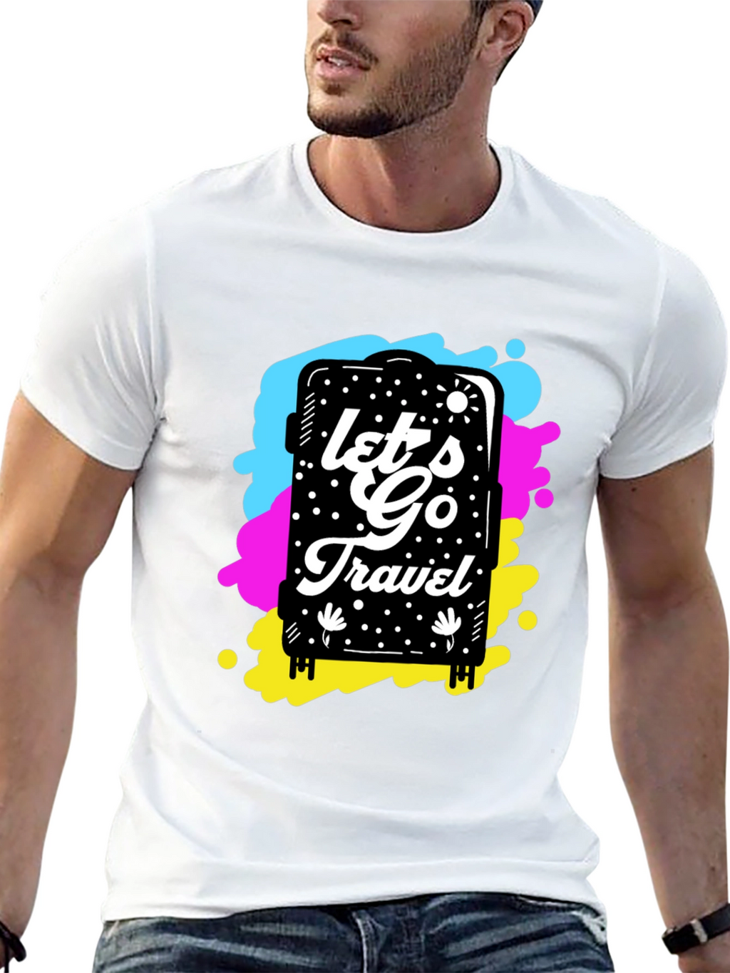Lets Go Travel Graphic Tee - Black Cotton Shirt