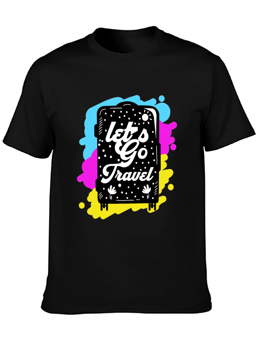 Lets Go Travel Graphic Tee - Black Cotton Shirt