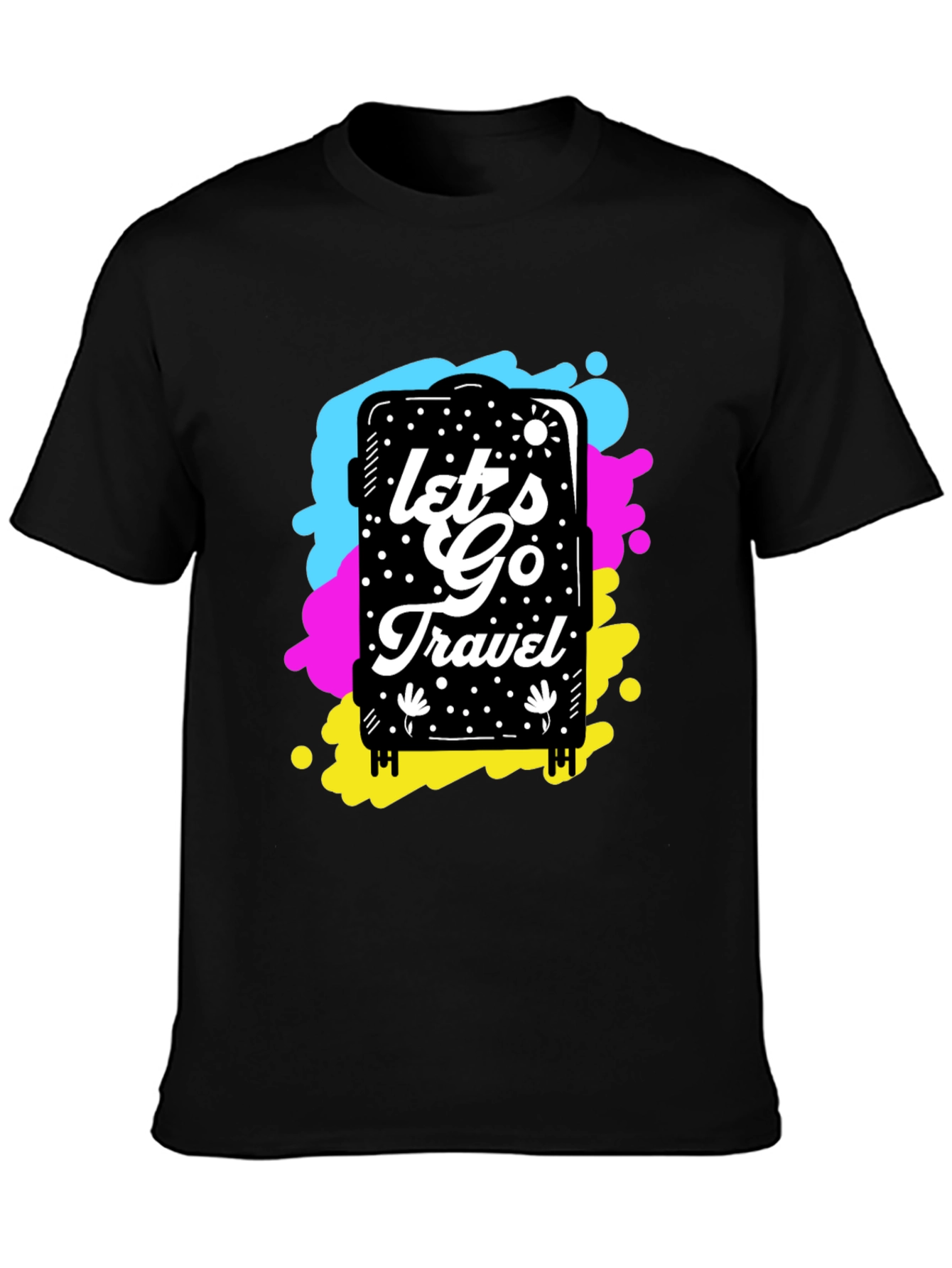 Lets Go Travel Graphic Tee - Black Cotton Shirt