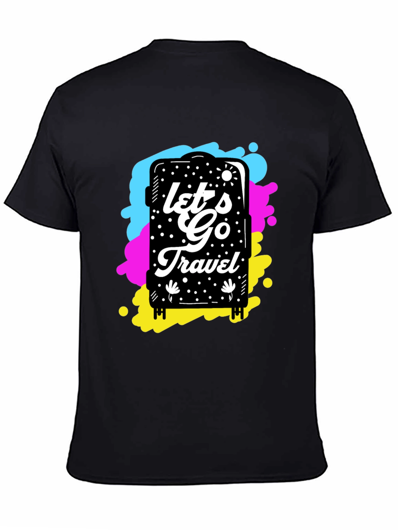 Lets Go Travel Graphic Tee - Black Cotton Shirt