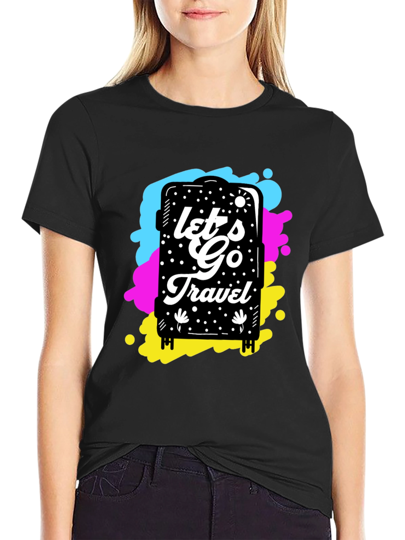 Lets Go Travel Graphic Tee - Black Cotton Shirt