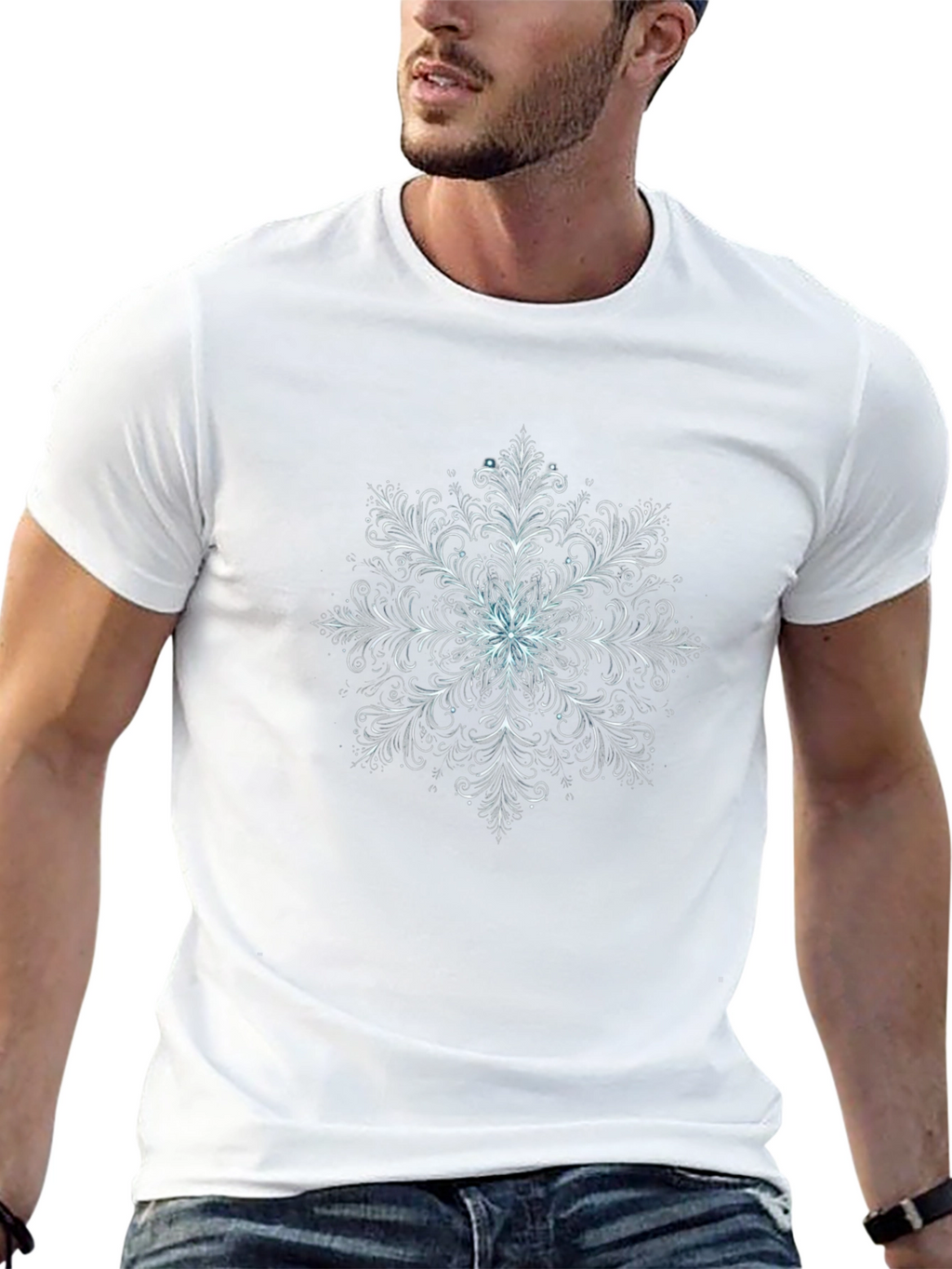 Snowflake Graphic Tee - Stylish Black T-Shirt