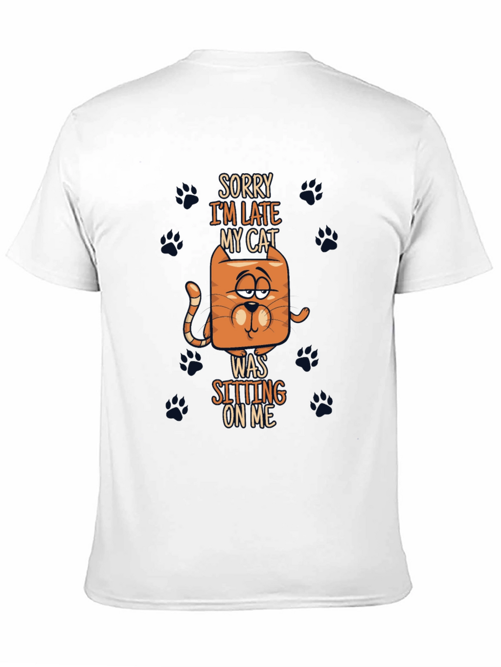 Funny Cat Graphic Tee - Sorry Im Late