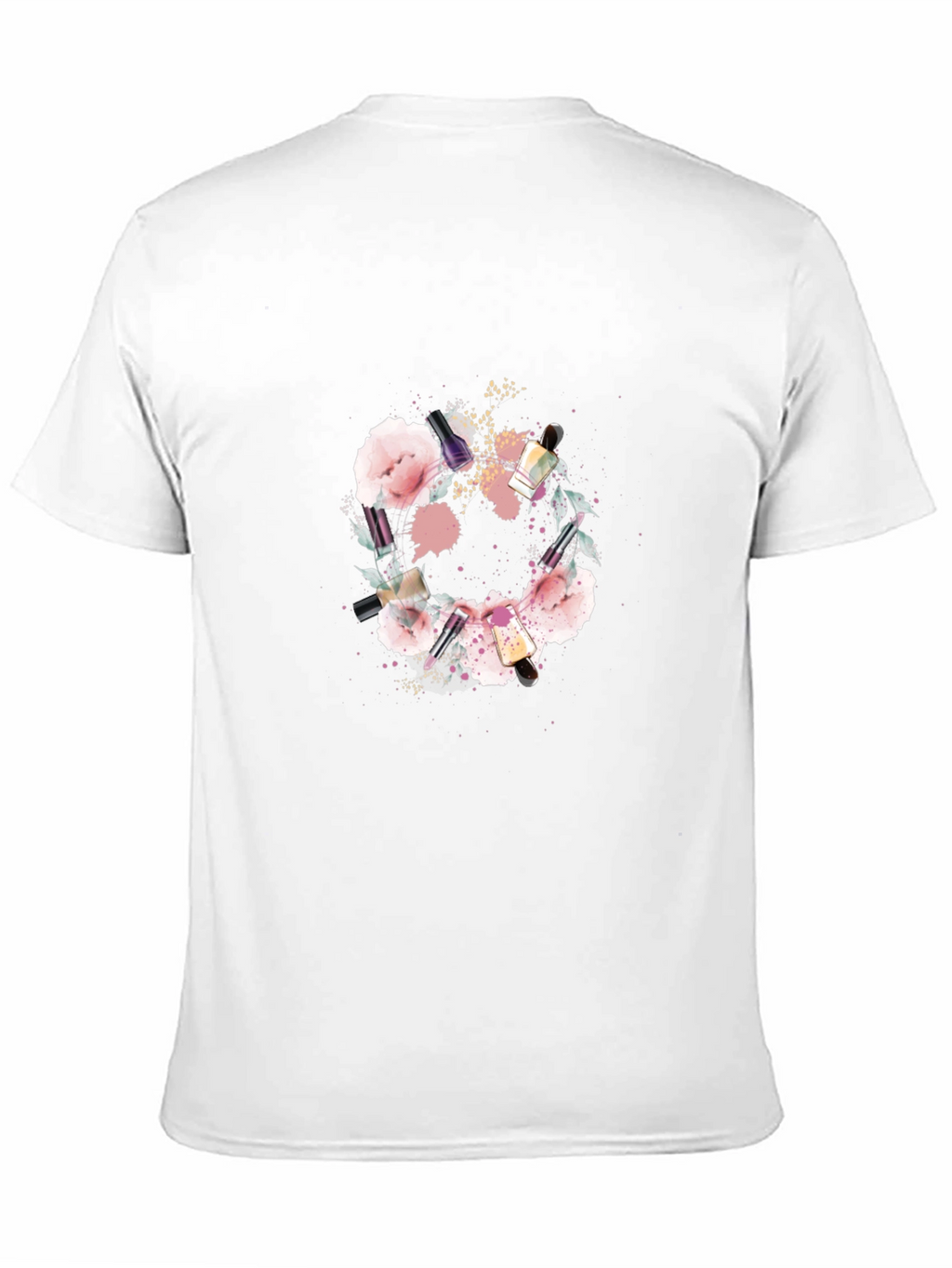 Floral Makeup Brush Graphic Tee - Trendy Design