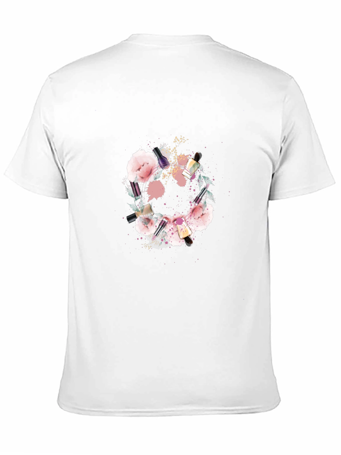 Floral Makeup Brush Graphic Tee - Trendy Design