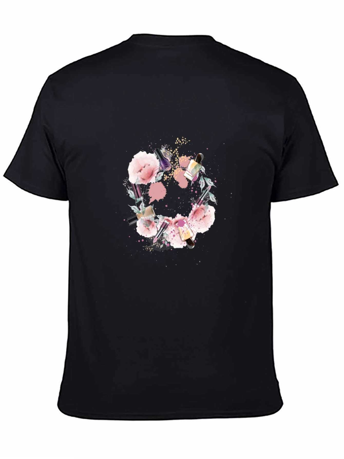 Floral Makeup Brush Graphic Tee - Trendy Design