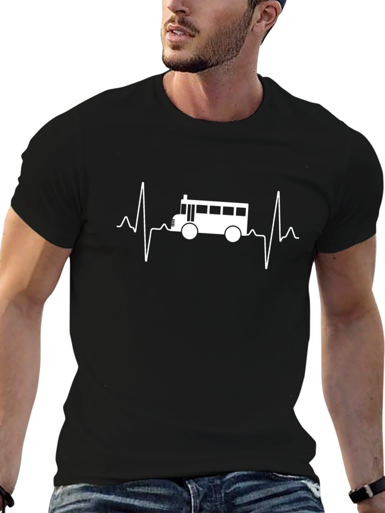 Bus Heartbeat T-Shirt - School Bus Driver Tee