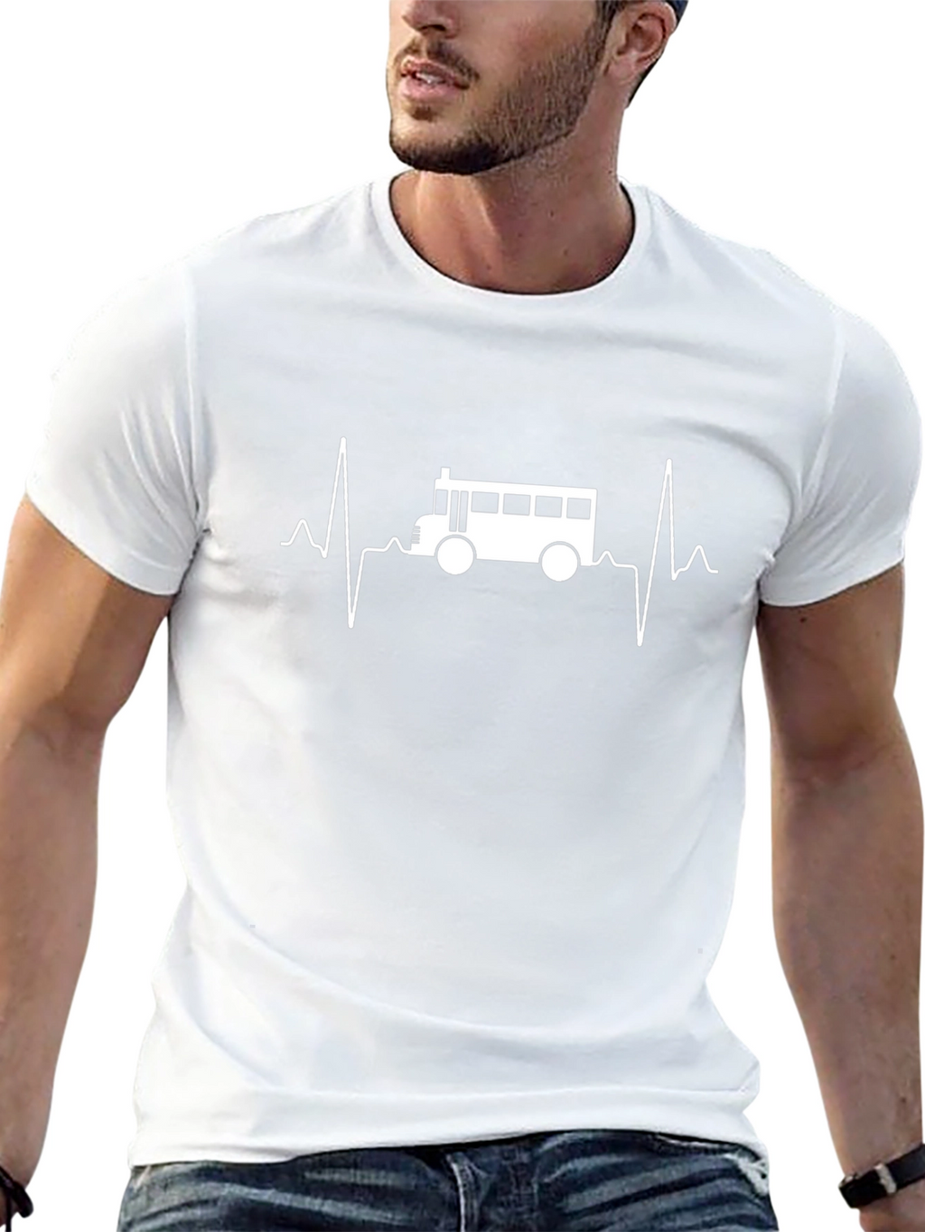 Bus Heartbeat T-Shirt - School Bus Driver Tee