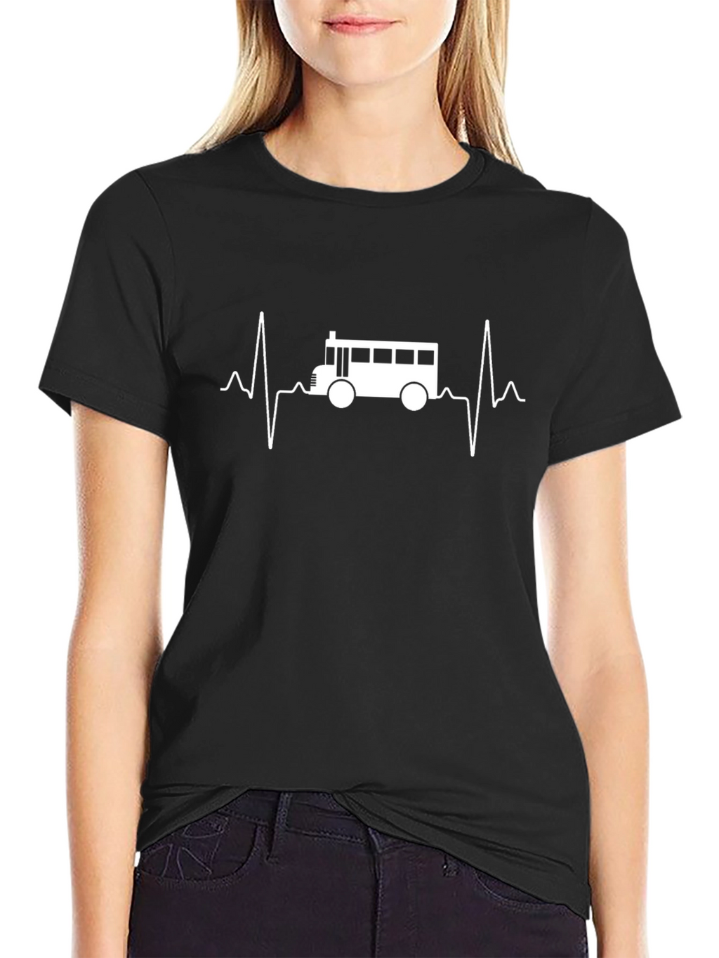 Bus Heartbeat T-Shirt - School Bus Driver Tee