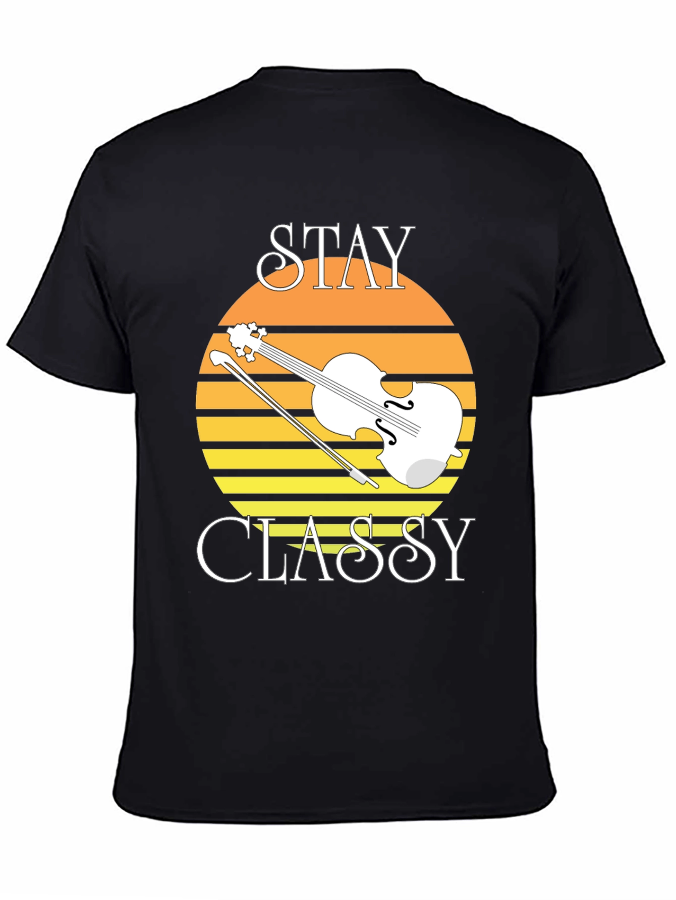 Stay Classy Violin Graphic Tee - Black Cotton T-Shirt