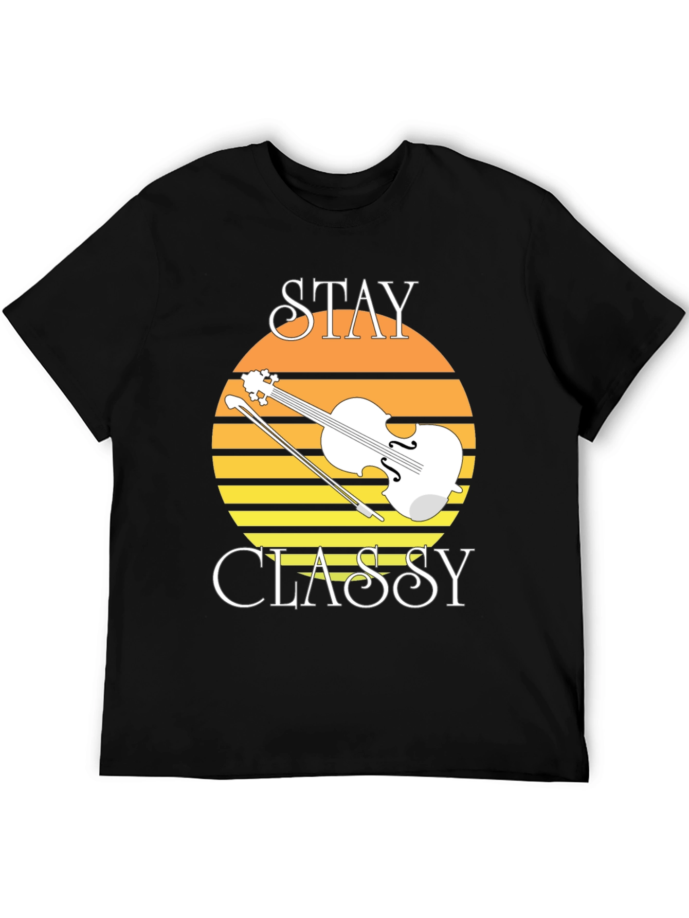 Stay Classy Violin Graphic Tee - Black Cotton T-Shirt