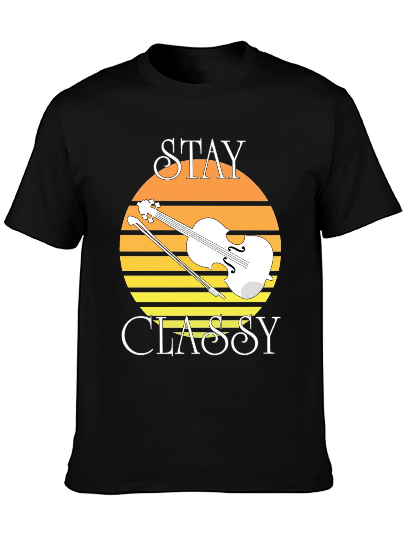 Stay Classy Violin Graphic Tee - Black Cotton T-Shirt