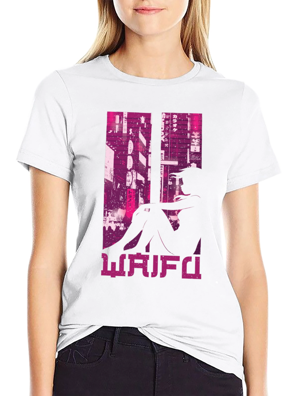 Waifu Black T-Shirt Anime Girl Graphic Tee