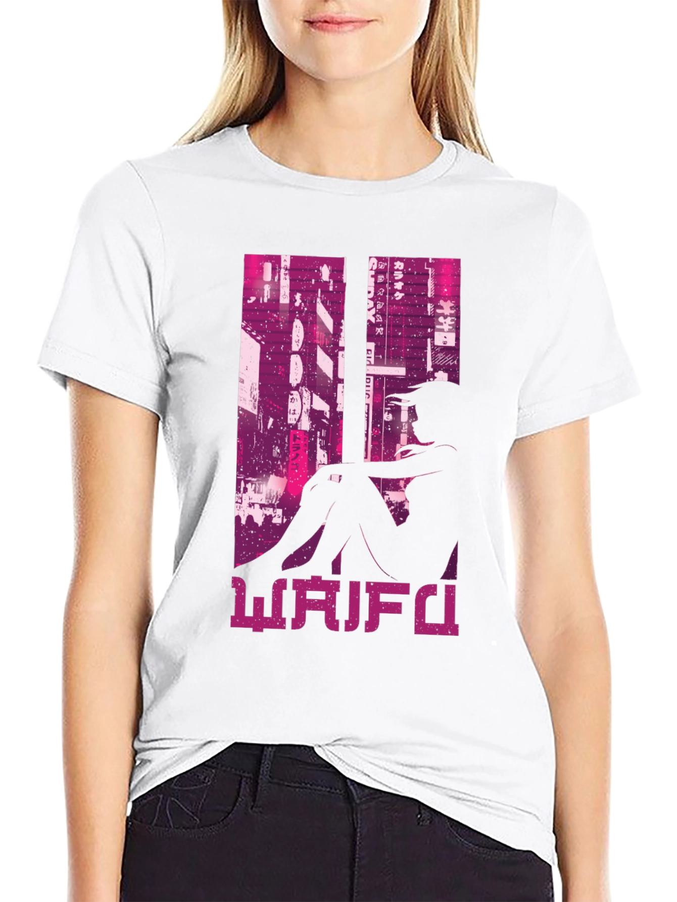 Waifu Black T-Shirt Anime Girl Graphic Tee
