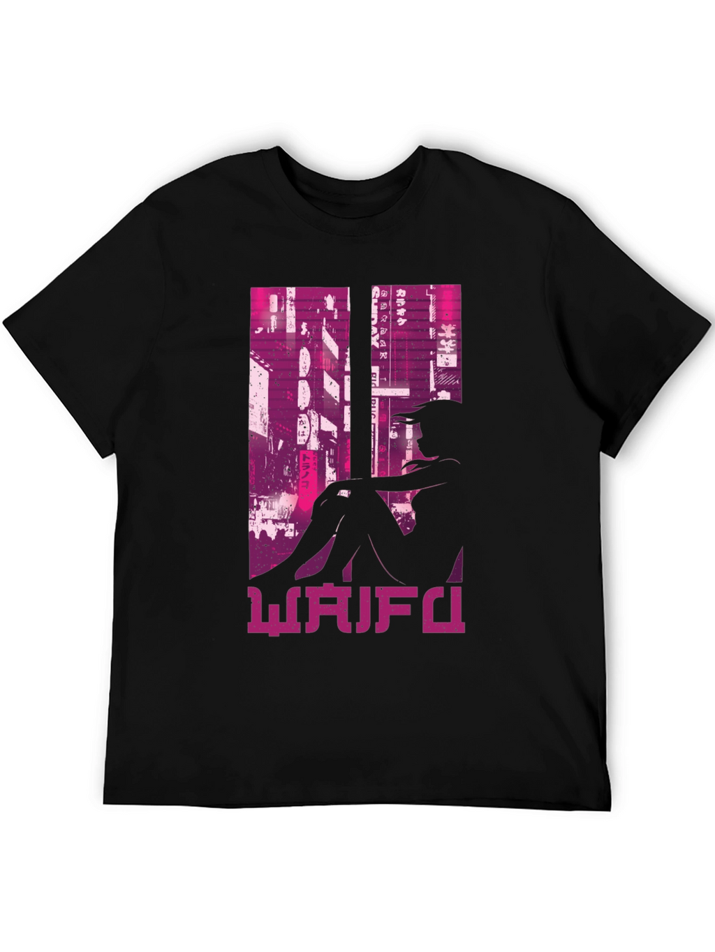 Waifu Black T-Shirt Anime Girl Graphic Tee