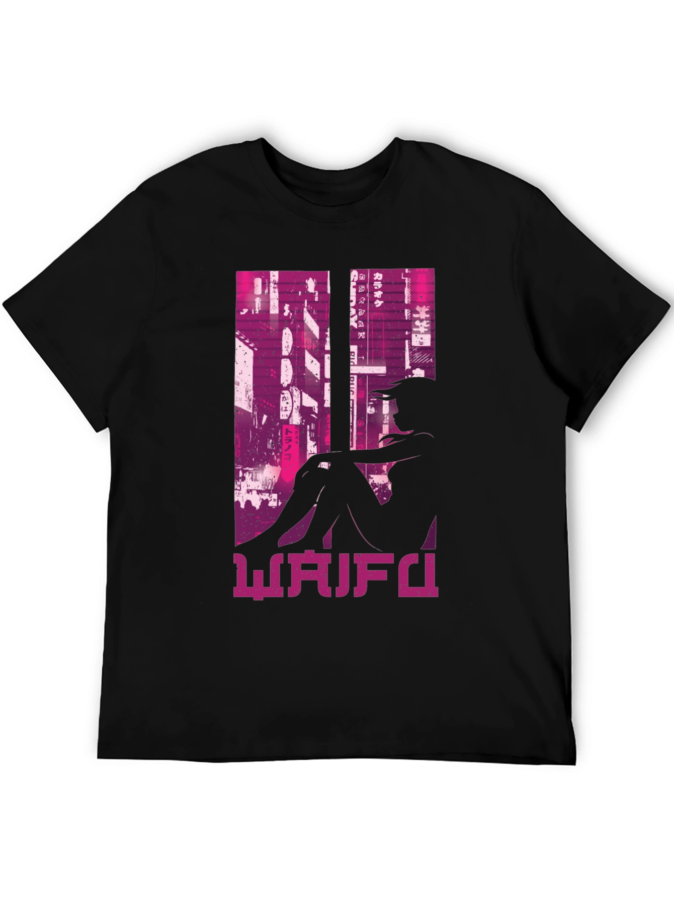 Waifu Black T-Shirt Anime Girl Graphic Tee