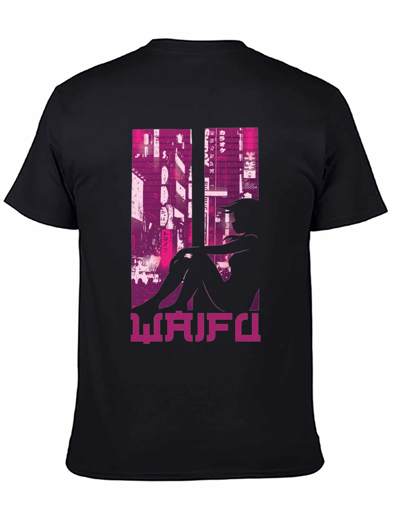 Waifu Black T-Shirt Anime Girl Graphic Tee