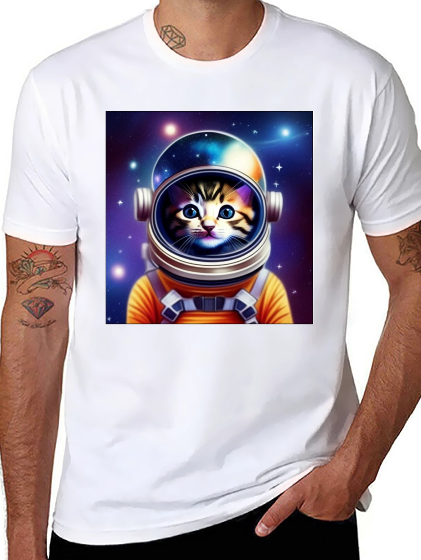 Astronaut Cat Graphic Tee - Space Kitten T-Shirt