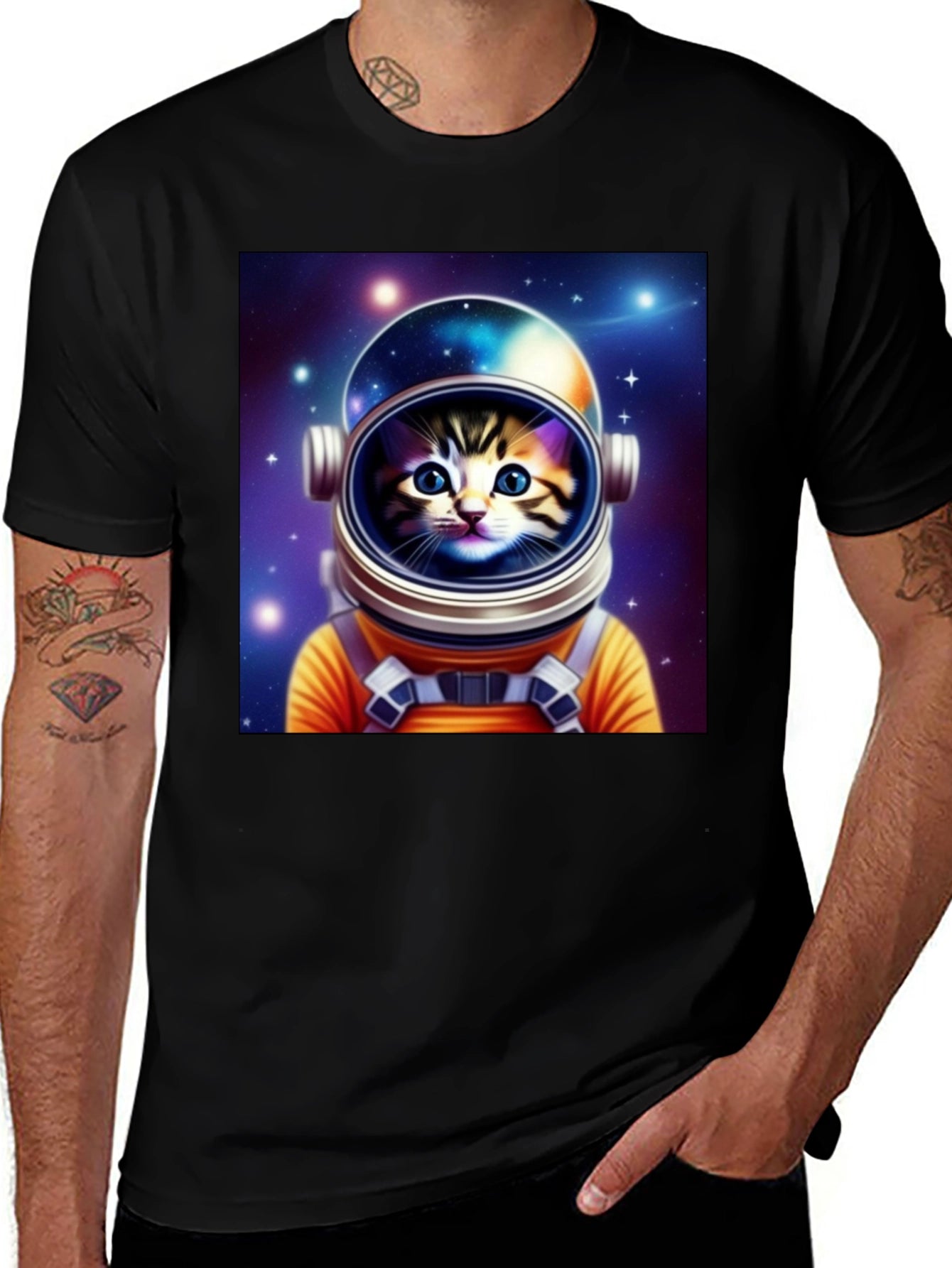 Astronaut Cat Graphic Tee - Space Kitten T-Shirt
