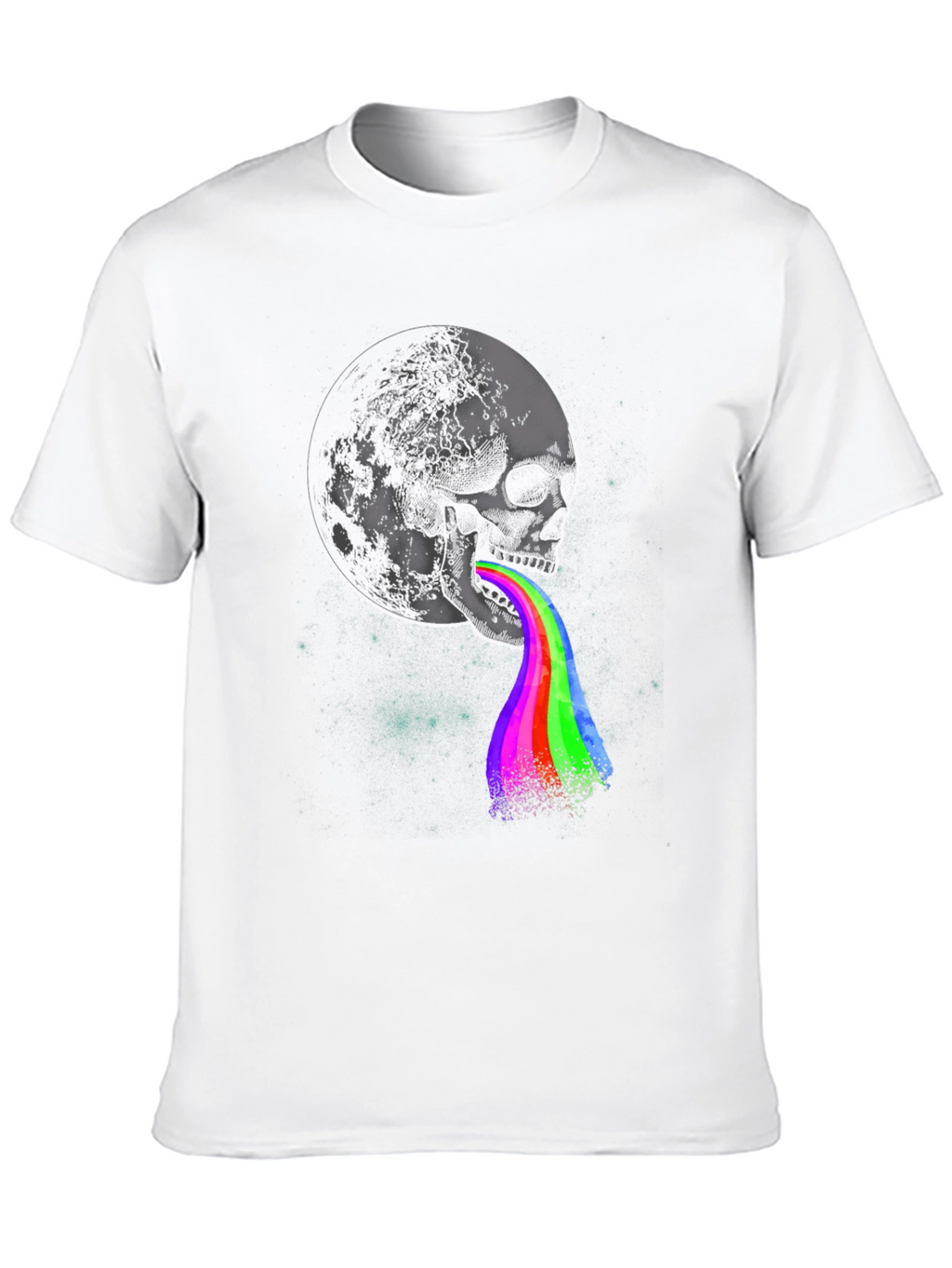 Moon Skull Rainbow Vomit Graphic Tee