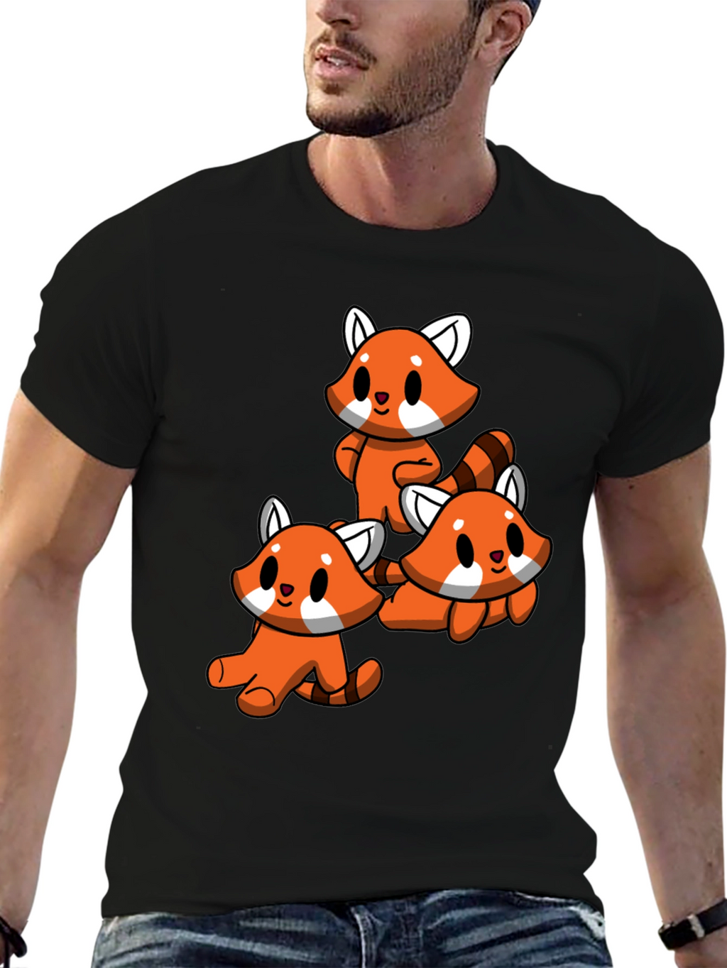 Cute Red Panda T-Shirt - Black