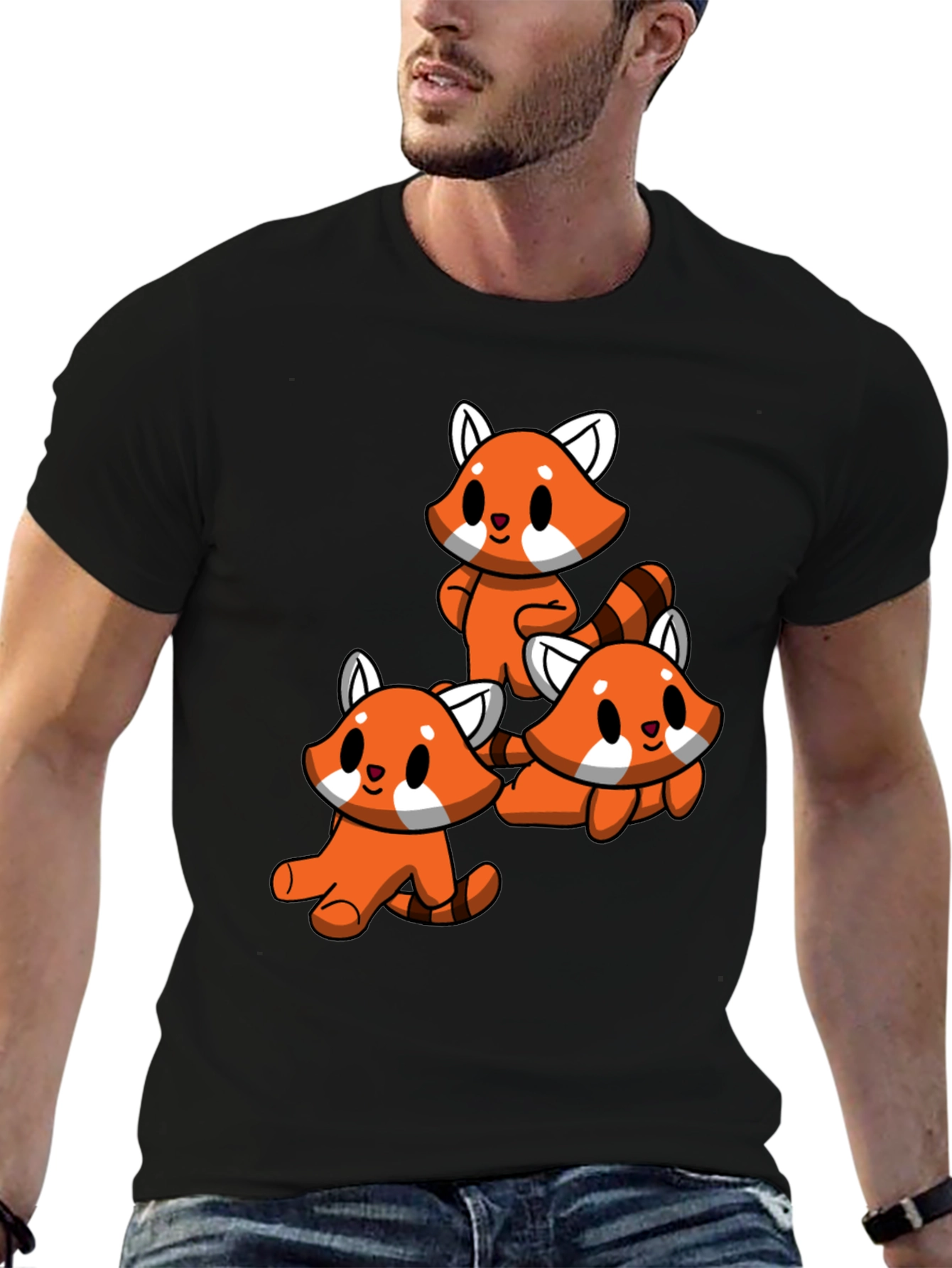 Cute Red Panda T-Shirt - Black