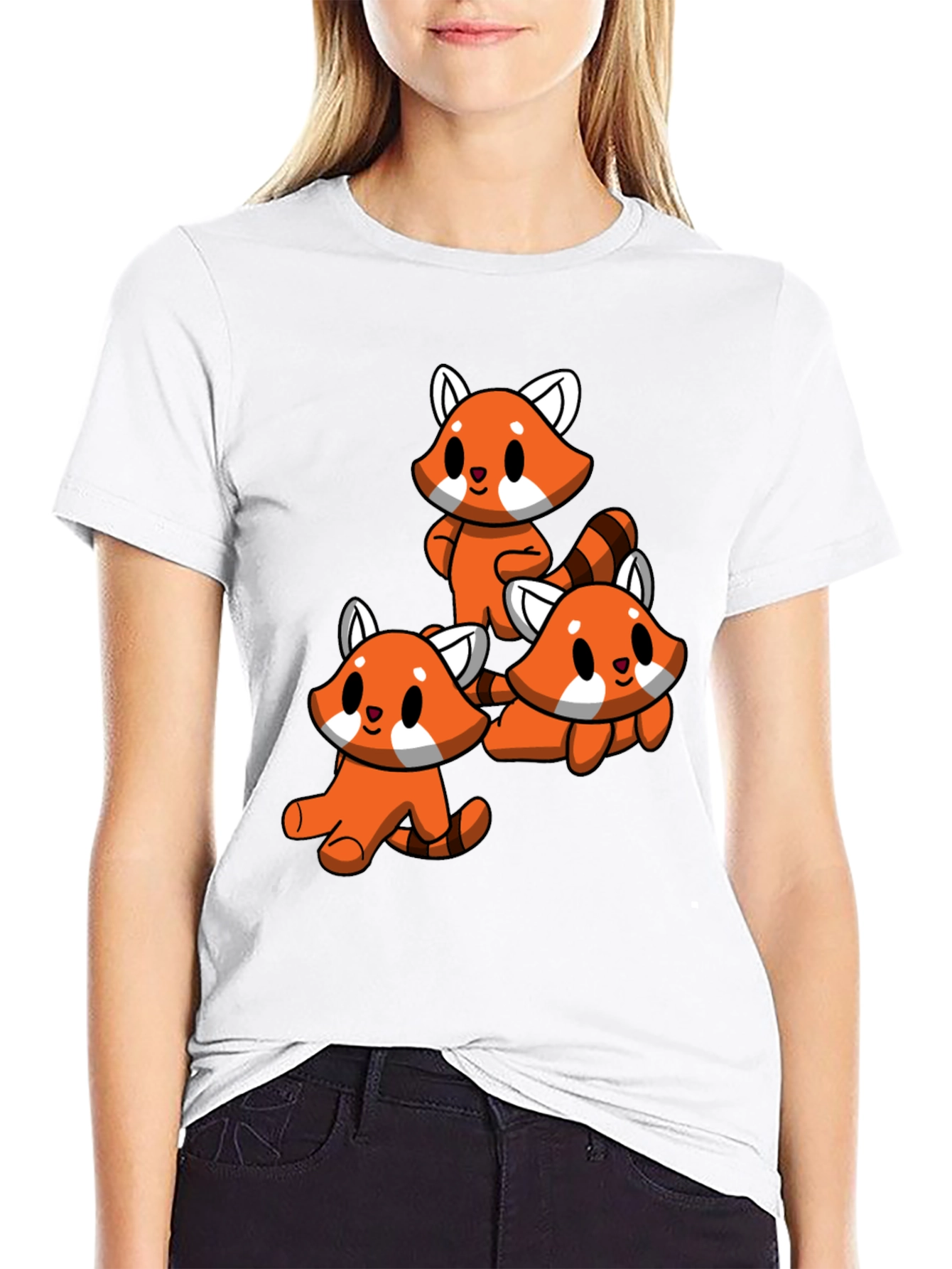 Cute Red Panda T-Shirt - Black