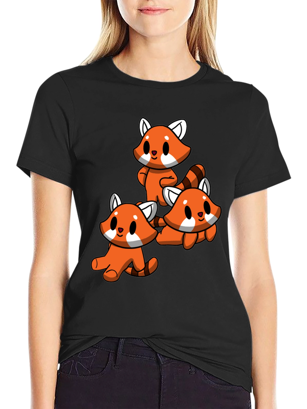 Cute Red Panda T-Shirt - Black