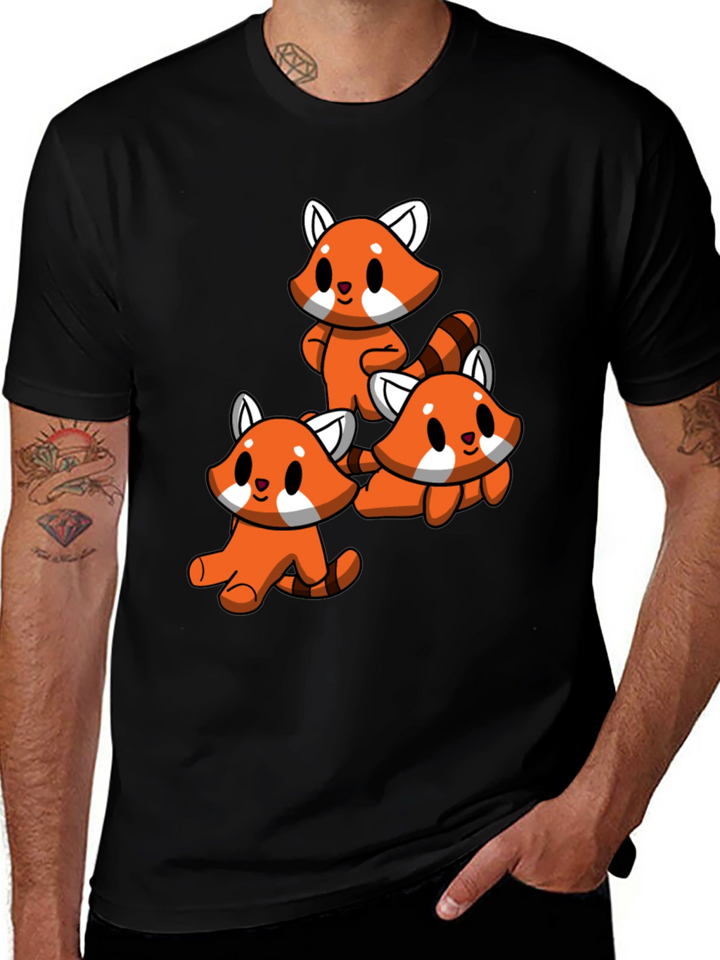 Cute Red Panda T-Shirt - Black