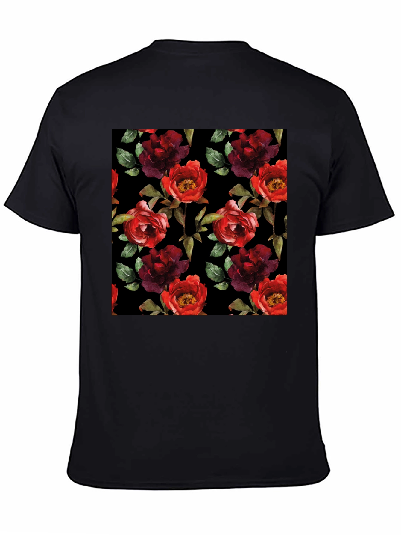 Floral Pattern Black T-Shirt