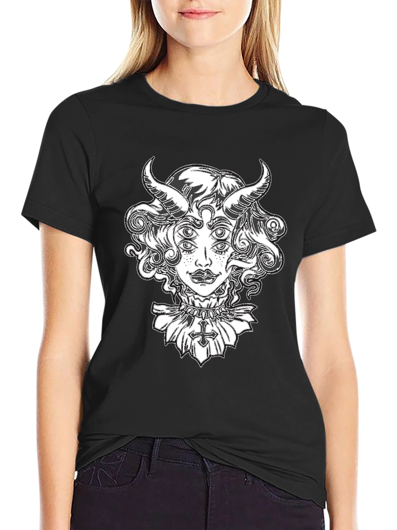 Devil Woman Graphic Tee - Black T-Shirt