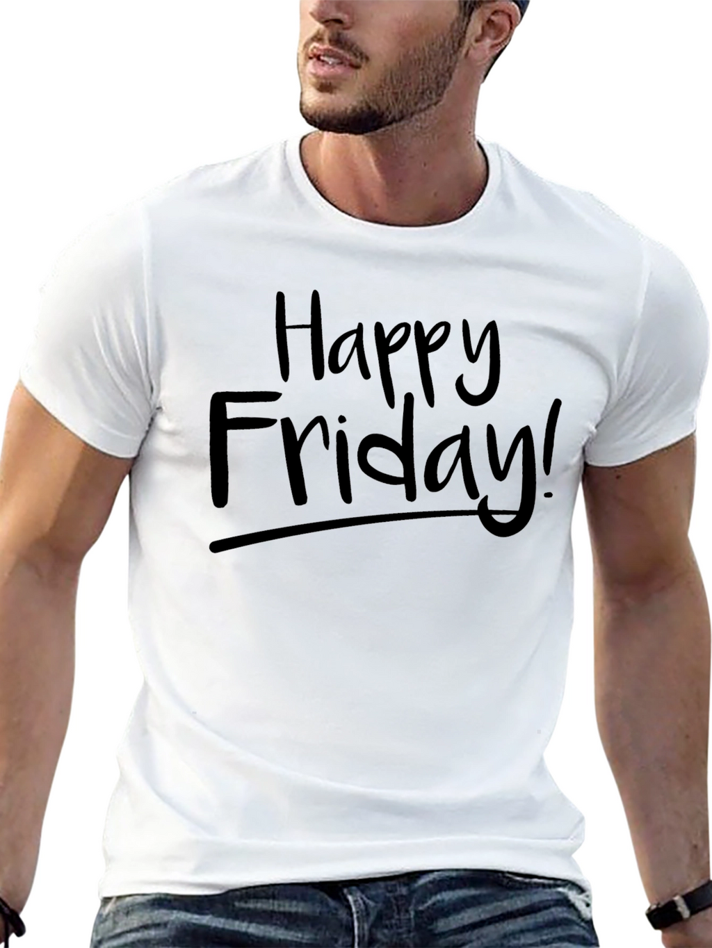 Happy Friday Black Crewneck T-Shirt