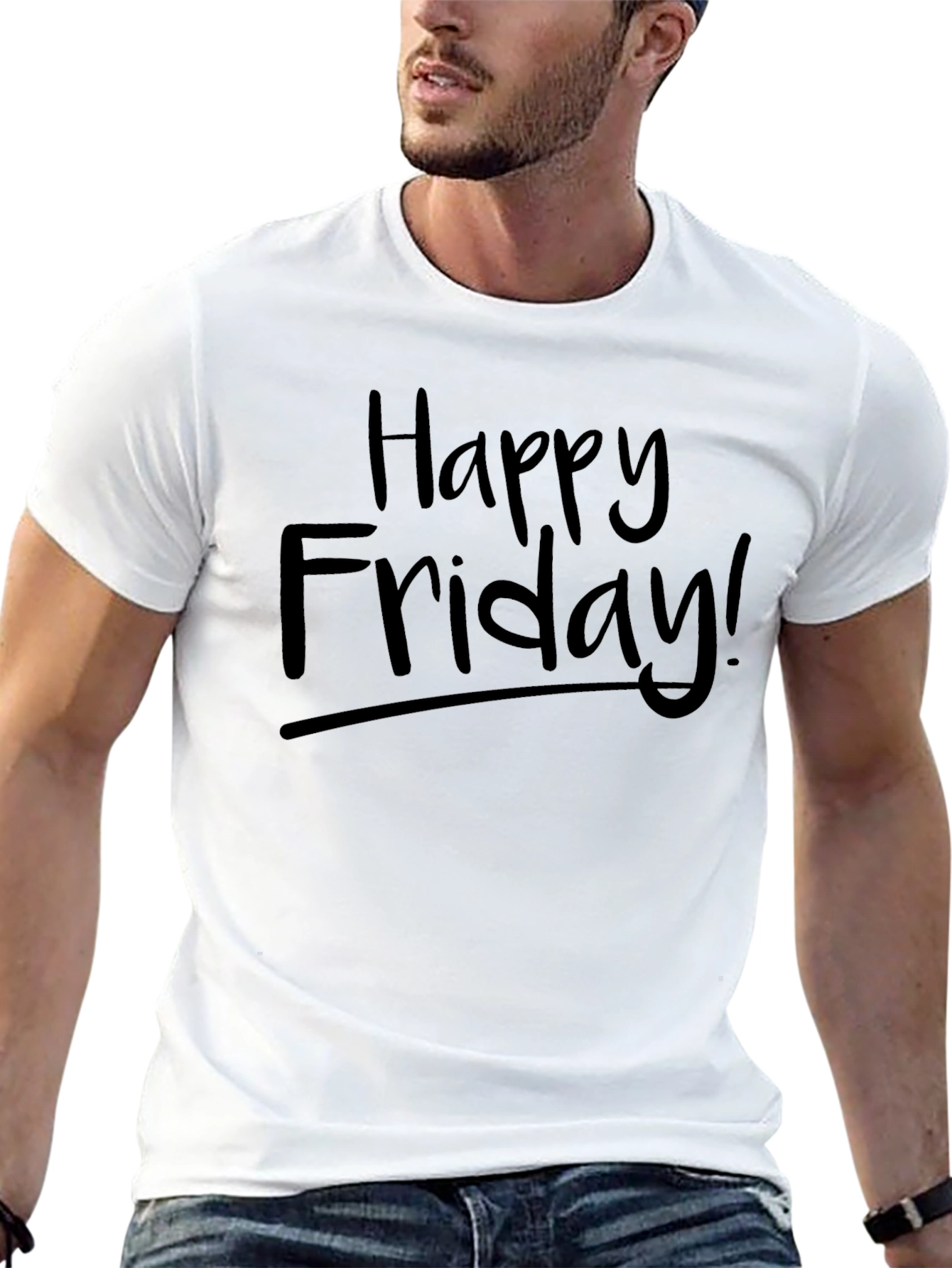 Happy Friday Black Crewneck T-Shirt